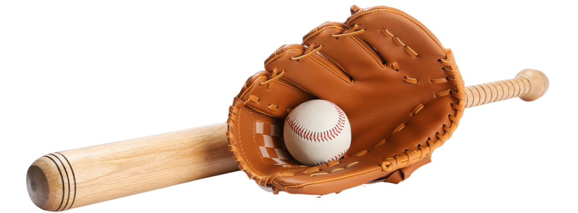 Baseball bat, glove, and ball.